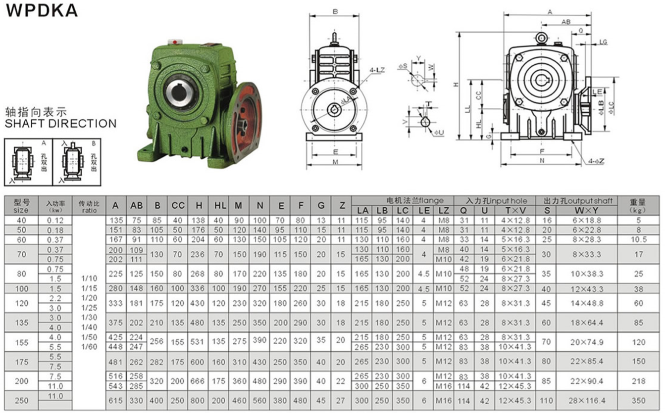 WPDKA減速電機尺寸圖紙